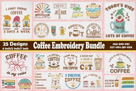 Coffee Embroidery Bundle Review for Seasonal Use