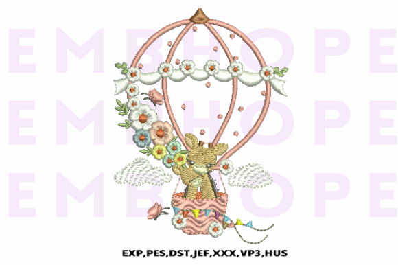 Cute Giraffe Flying with Air Balloon Embroidery Review
